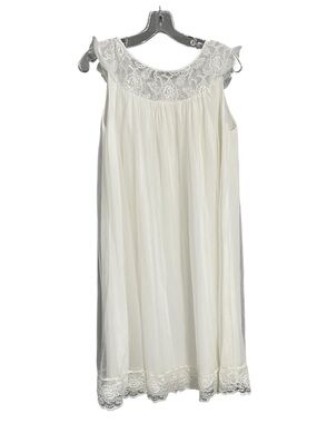 Vintage 60s Womens White Sheer Babydoll Nightgown Lace Trim S/M Feminine Sleep